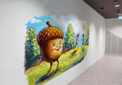 A mural showing children's wall.