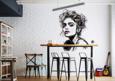 A mural of a popstar.